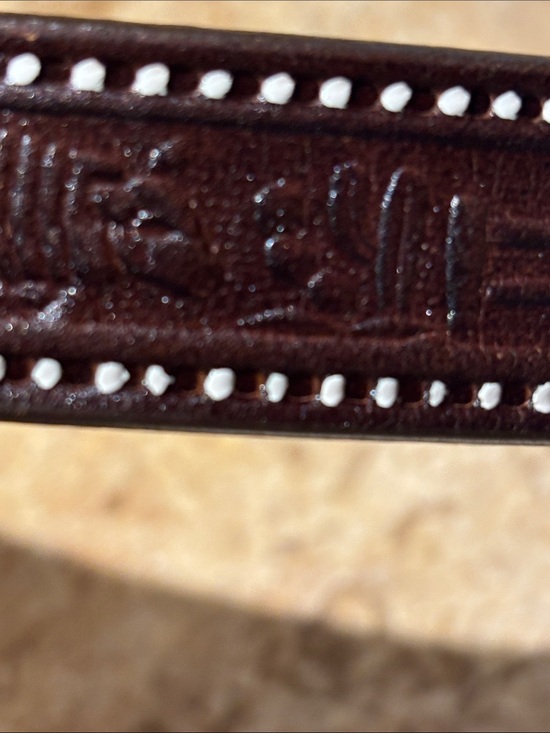 Hand-tooled edible leather belt by Mexican artisans. Size S /36 inches long main image 8